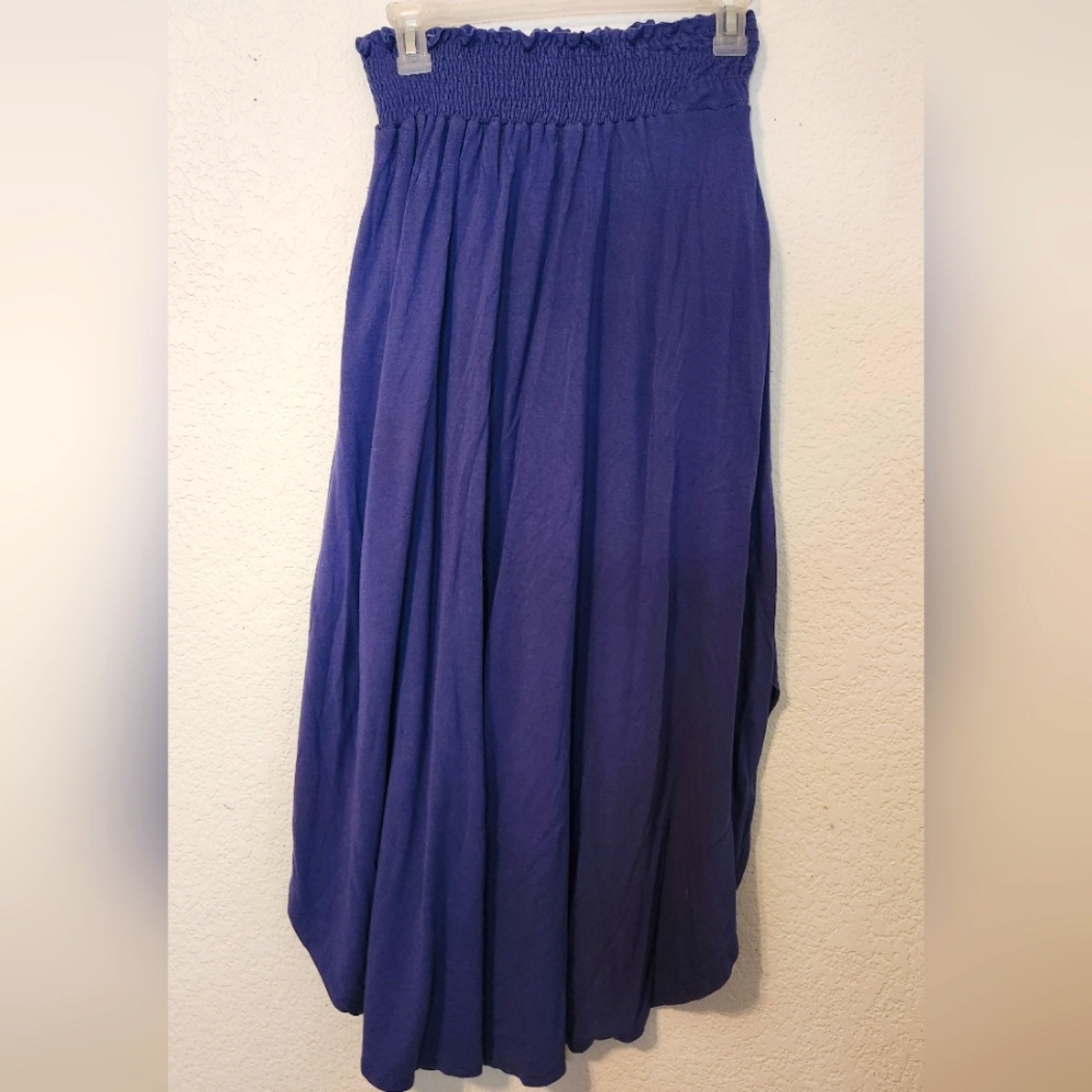ee:some Blue Soft Knit Smocked Maxi Skirt, Size S